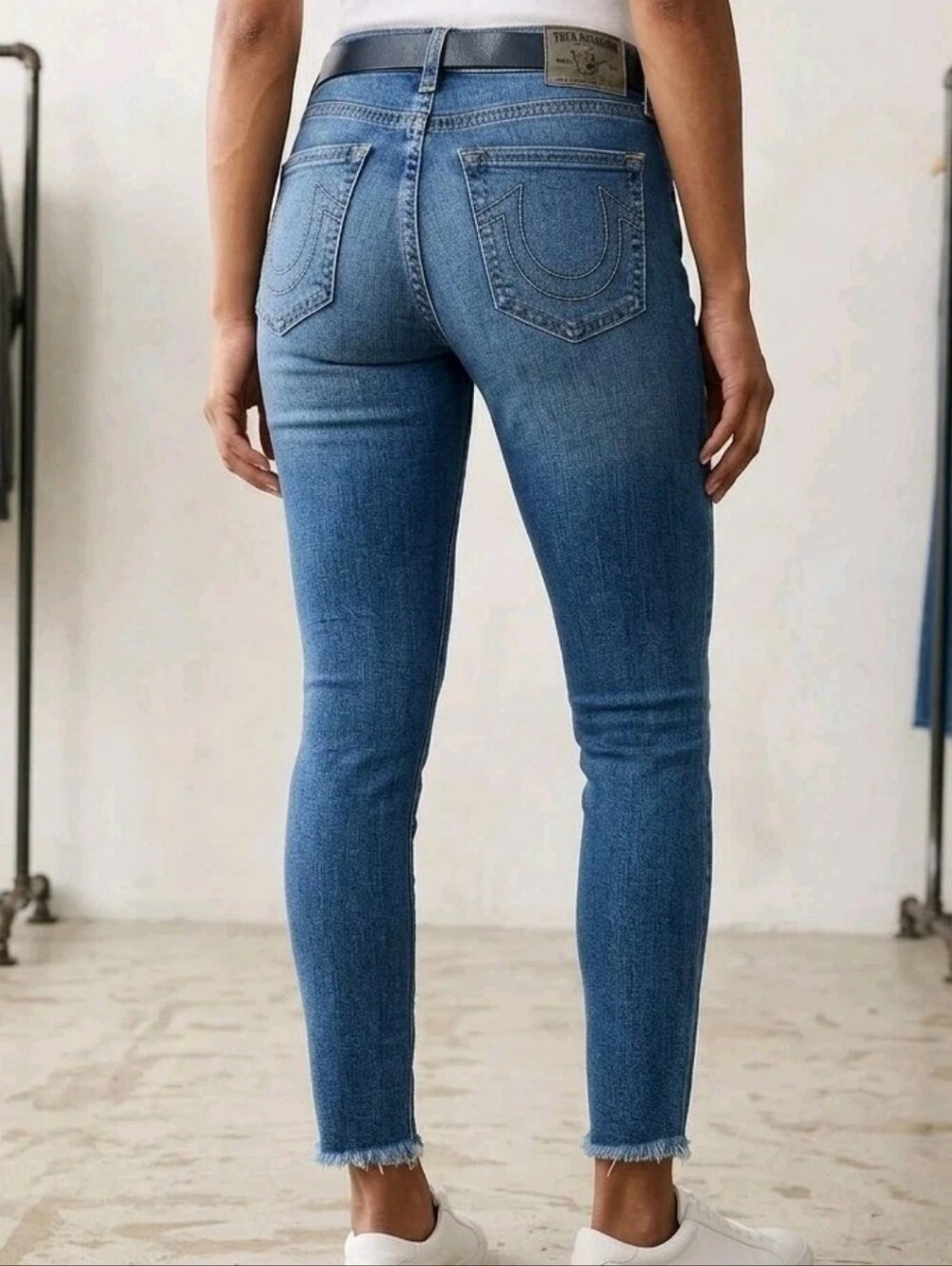True Religion Sara Slim High-Rise Skinny Jeans in Medium Blue
